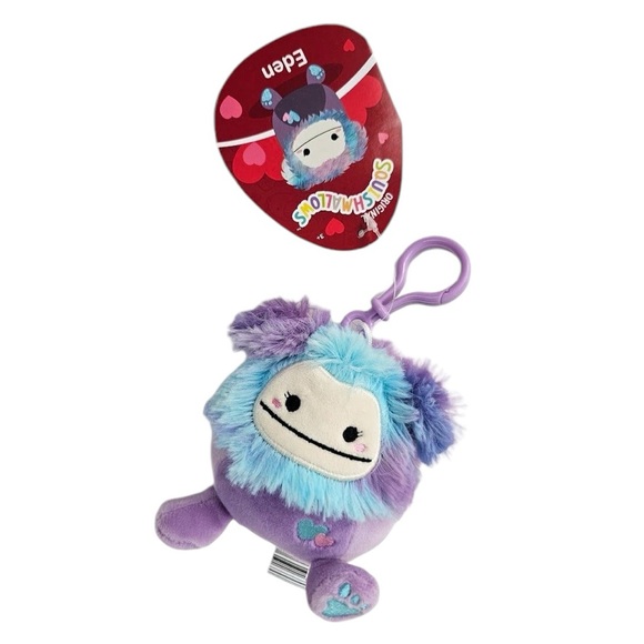 New Squishmallows‎ Eden Blue and Purple Bigfoot Clip soft fuzzy hearts.    C2 - Picture 1 of 9